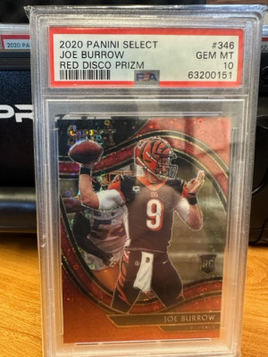 2020 Panini Select Joe Burrow  Red Disco Prizm front